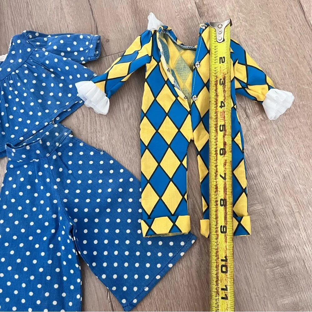 Vintage Doll Cotton Clothing - Two Piece Blue Outfit And One Jumpsuit 3‎ PCs